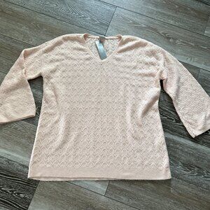 NWT Chico's Sz 2 L Xl The Softest v-Neck Sweater in Light Peach Gorgeous!